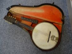 Cased vintage banjo by Windsor of Birmingham - 'The Windsor Popular'