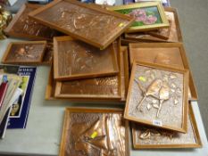 Large parcel of mainly copper framed wall hanging plaques