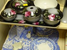 Staffs blue and white floral patterned tea service with tray and a quantity of dressing table items