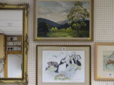 SALLY OWEN oil on board - rural scene, 37 x 52 cms and RONALD BEAVAN limited edition (11/250)