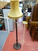 Modern standard lamp and shade and a metal twist stem smoker's companion