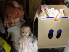 Large quantity in two boxes and more of mid Century dolls etc