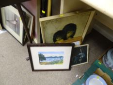 Parcel of paintings, prints including MARY WILLIAMS watercolour - boats at sea etc