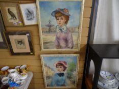 GUSTAVE CHERIE oils on canvas, a pair - portraits of Parisian ladies, 49 x 39 cms