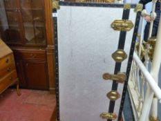 Large metal effect trunk with metal banding, 53 cms high, 98 cms wide, 66 cms deep