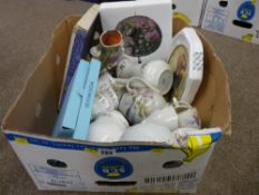 Box of Staffs spillholder, boxed Wedgwood plates and a parcel of similar items etc