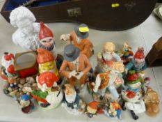 Ornamental bust of Beethoven, ornamental gnomes, figurines etc