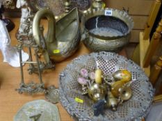 Parcel of mixed brassware including good tray, planter, sundial etc
