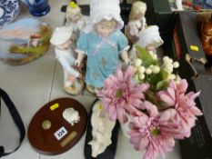 Parcel of miscellaneous ornaments one entitled 'Piggy Bank' and other Continental ornaments