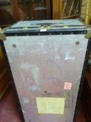 Metal effect travel trunk with metal banding, 35 cms high, 94 cms wide, 52 cms deep