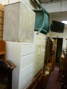 Modern five drawer bedroom chest, four drawer white painted chest and two items of loom