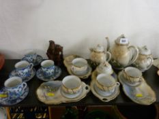 Parcel of Oriental teaware, carved Oriental figure