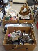 Four boxes containing very large quantity of kitchen items, dresser plates etc