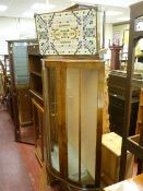 Demi-lune single door display cabinet and mosaic topped occasional table/footstool