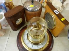 Mantel clock, Arthur Guinness clock and a biscuit barrel