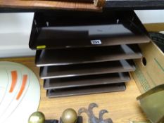 Set of metal paperwork trays