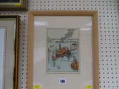 W HEATH ROBINSON vintage framed print - 'How They Negotiated the Flooded Districts in the Short