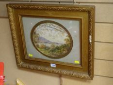 E N H watercolour, oval format - titled label verso 'Bryn of Glan Conway', initialled, 21 x 24 cms