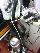 VAX 1600w upright vacuum cleaner, hand held Home Ark vacuum and a small electric fan heater E/T