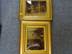 Pair of Victorian crystoleums, one signed 'E Louyox', 19 x 24 cms