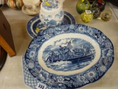 Willow ware platter, Liberty blue platter, lidded ginger jar etc