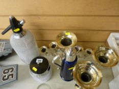 Designer soda stream and matching ice bucket, an electroplate epergne and a Wade claret jug with