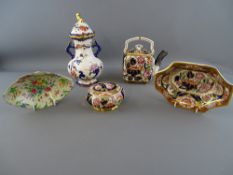 Three Masons Ironstone 'Penang' pieces - bachelor teapot, oval lidded bowl and a dish, a Masons