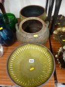 Three pottery planters/bowls