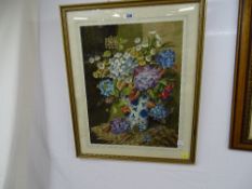 ENGLISH SCHOOL watercolour - still life, flowers in a vase, 50 x 38 cms