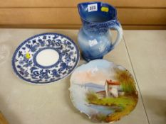 Limoges plate, Coalport plate and a Burleigh ware Ironstone jug