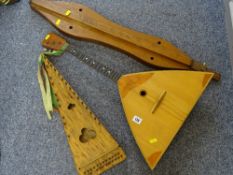 Three handmade primitive string musical instruments