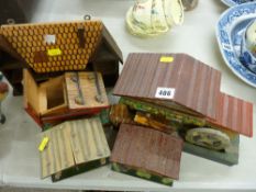Treen music box, caravan and similar treen items