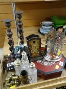 A parcel of mixed items including cruets, candlestick holders ETC Condition Report: please