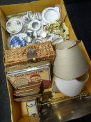 A box of mixed pattern teaware including Victoria porcelain rustic pattern, continental teaware