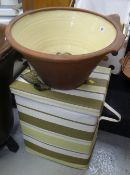 A vintage pottery dairy bowl & modern linen baskets Condition Report: please request* *Condition