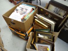A box of framed pictures & a large quantity of mixed books Condition Report: please request* *