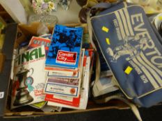 A retro canvas Everton Football Club holdall from 1970, quantity of football programmes & four