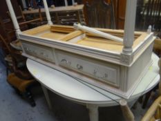 A modern oval extending dining table & sideboard in French-style (damaged) Condition Report: