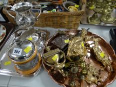 A parcel of EPNS, a hammered copper tray & sundry metal items Condition Report: please request* *