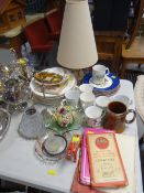 Parcel of mixed china including calendar plates, table lamp ETC Condition Report: please request* *