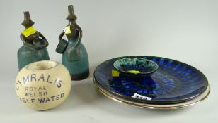 An interesting pottery advertising match holder for Cymralis Royal Welsh Table Water by Ellis's of