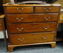 A good mahogany chest of three long & two short drawers with brass swan neck handles &