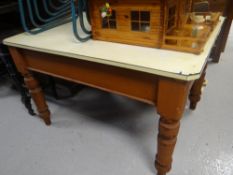 A vintage stained & Formica-top farmhouse table Condition Report: please request* *Condition is