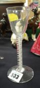 A good antique air-twist stem drinking glass with funnel shaped bowl & spreading foot Condition