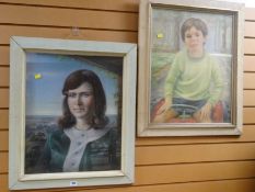 Two framed pastel portraits of a young girl & a young boy, signed V DAVID Condition Report: please
