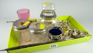 An interesting mixed parcel of silver including a silver monogrammed punch ladle with whalebone