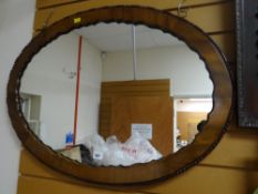 A vintage oval mirror & two framed embroidery panels Condition Report: please request* *Condition is