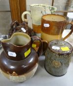 A Royal Doulton 'Gallant Fisher' series-ware jug, Royal Doulton stoneware tobacco jar, similar