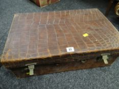 Vintage reptile skin suitcase, probably crocodile, with fitted interior Condition Report: please