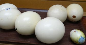 Six ostrich egg shells & another Condition Report: please request* *Condition is not stated in